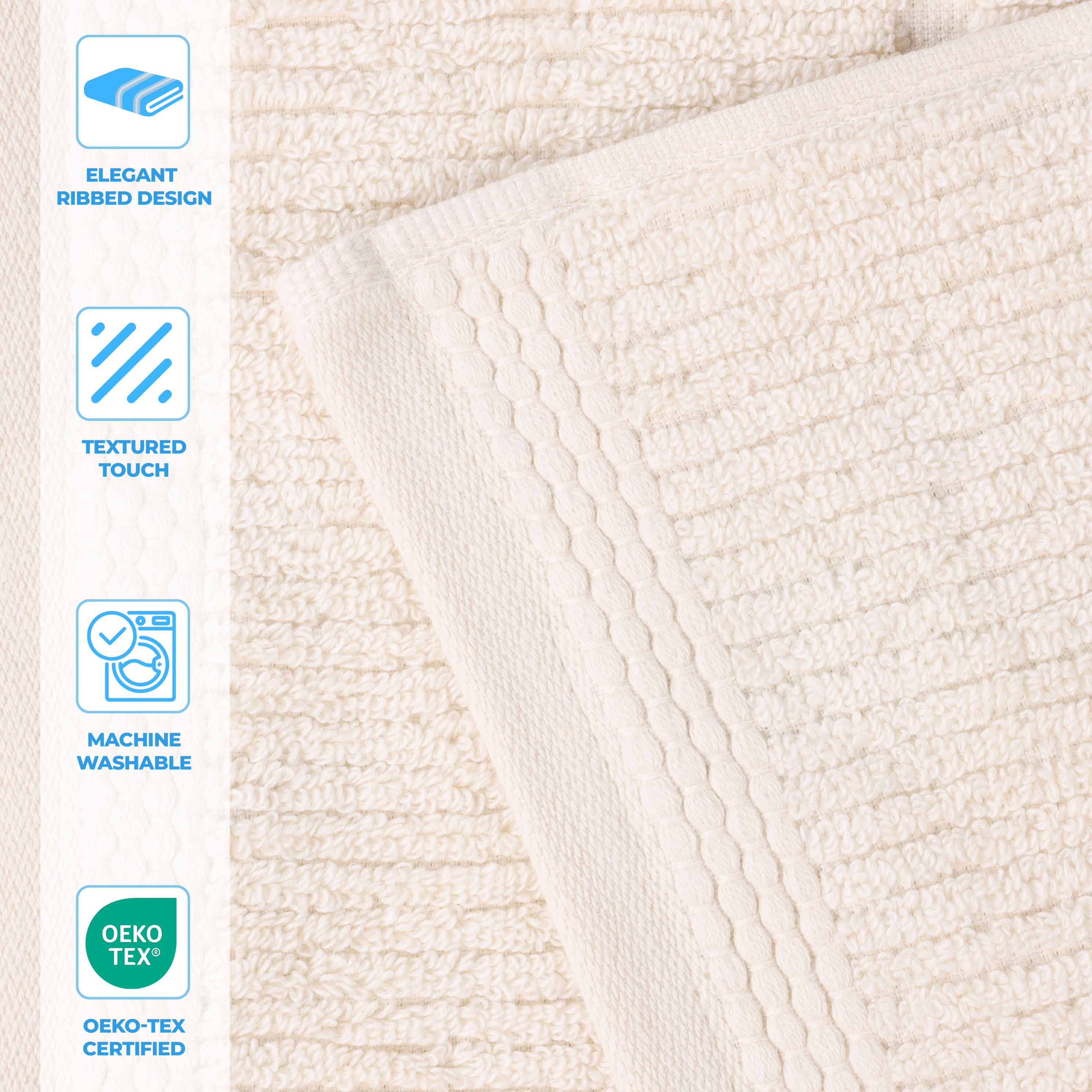 Milo Smart Twist Viscose Cotton Blend Solid Ribbed 12 Piece Towel Set