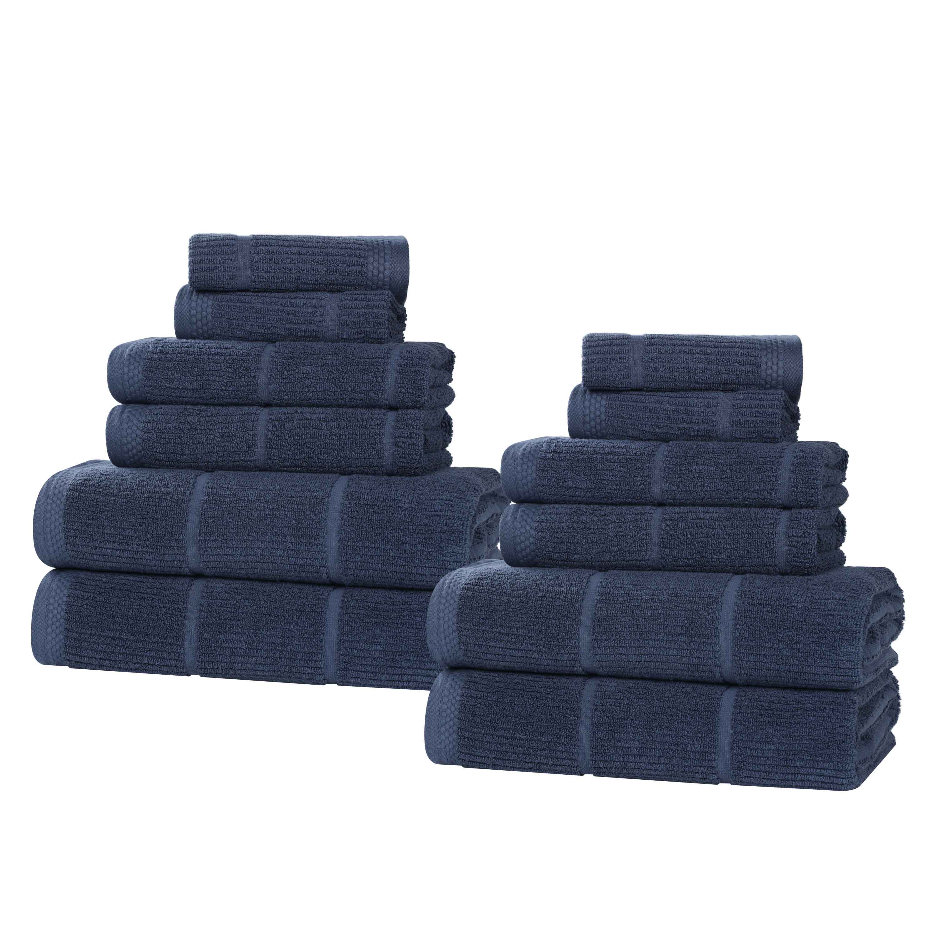 Milo Smart Twist Viscose Cotton Blend Solid Ribbed 12 Piece Towel Set