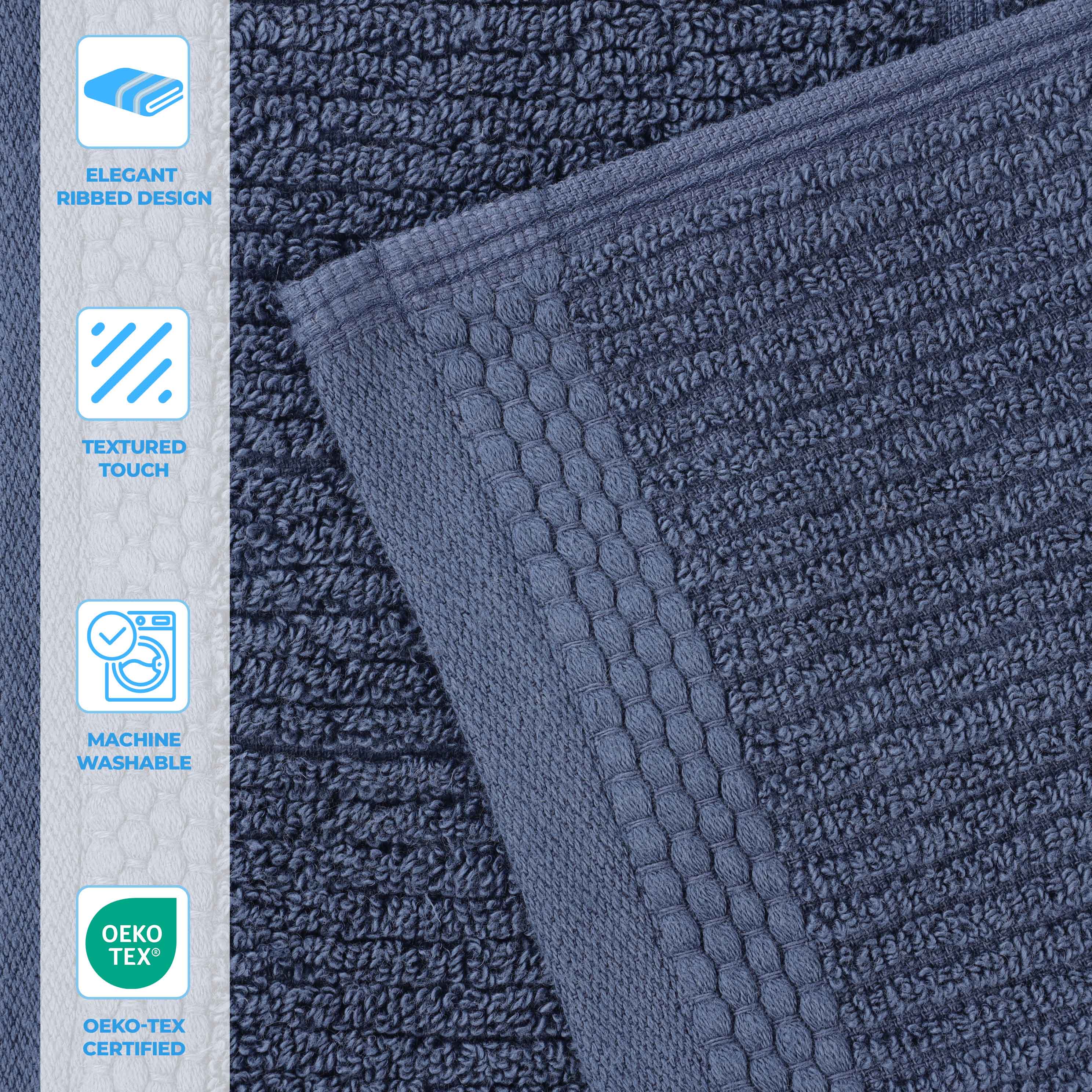 Milo Smart Twist Viscose Cotton Blend Solid Ribbed 12 Piece Towel Set