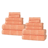 Milo Smart Twist Viscose Cotton Blend Solid Ribbed 12 Piece Towel Set