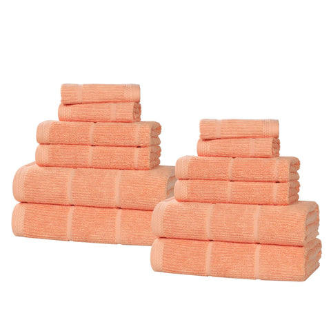 Milo Smart Twist Viscose Cotton Blend Solid Ribbed 12 Piece Towel Set