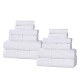 Milo Smart Twist Viscose Cotton Blend Solid Ribbed 12 Piece Towel Set