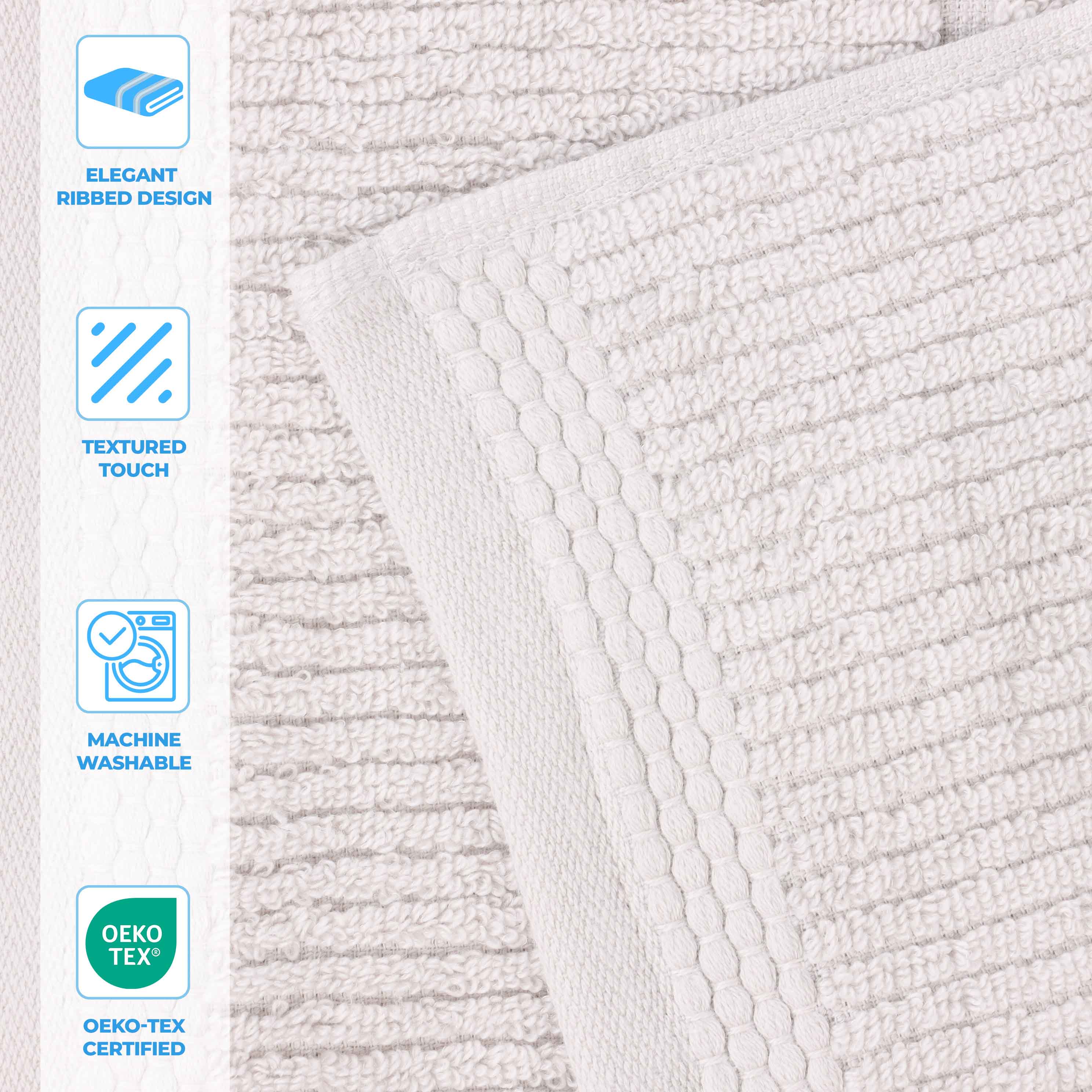 Milo Smart Twist Viscose Cotton Blend Solid Ribbed 12 Piece Towel Set
