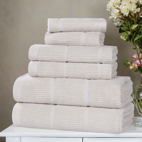 Milo Smart Twist Viscose Cotton Blend Solid Ribbed 6 Piece Towel Set