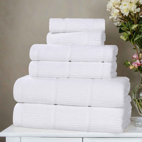 Milo Smart Twist Viscose Cotton Blend Solid Ribbed 6 Piece Towel Set
