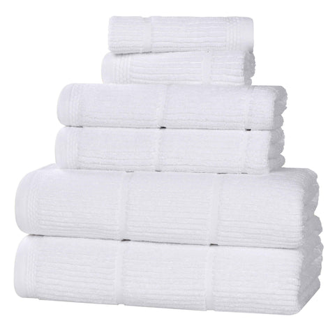 Milo Smart Twist Viscose Cotton Blend Solid Ribbed 6 Piece Towel Set