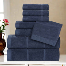 Milo Smart Twist Viscose Cotton Blend Solid Ribbed 8 Piece Towel Set
