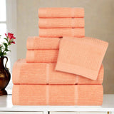 Milo Smart Twist Viscose Cotton Blend Solid Ribbed 8 Piece Towel Set