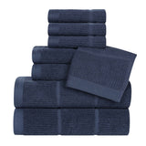 Milo Smart Twist Viscose Cotton Blend Solid Ribbed 8 Piece Towel Set