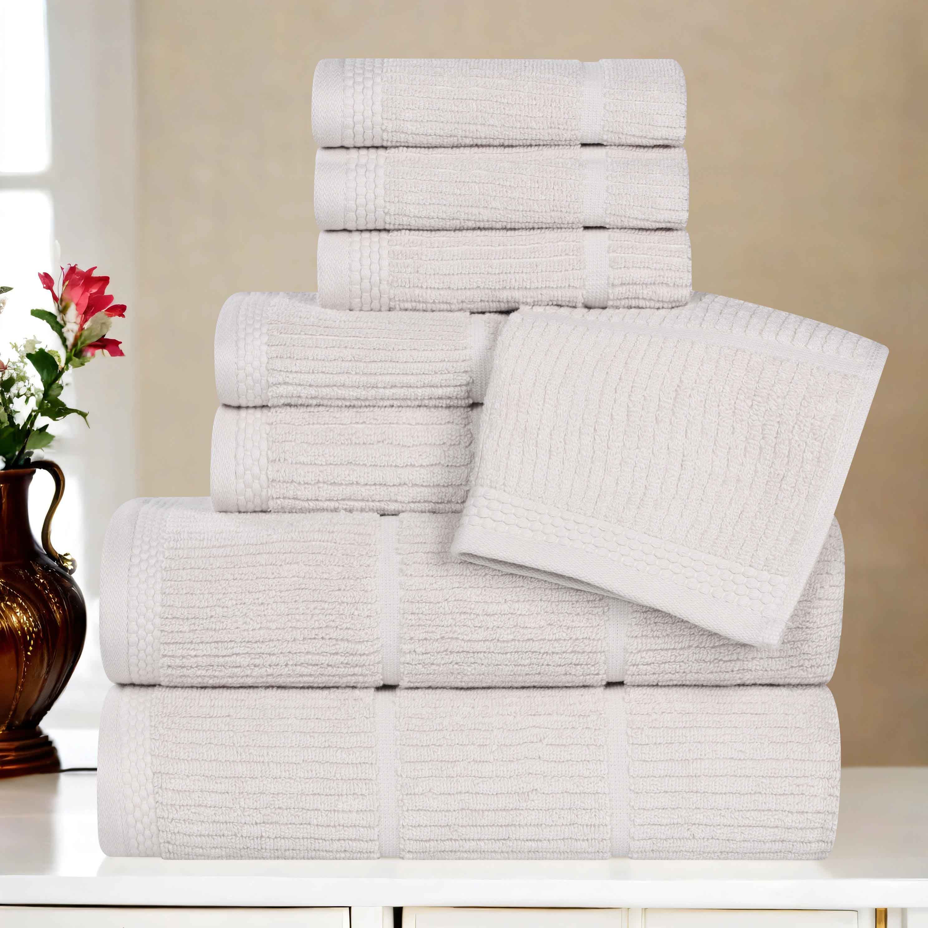 Milo Smart Twist Viscose Cotton Blend Solid Ribbed 8 Piece Towel Set