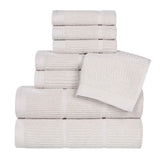 Milo Smart Twist Viscose Cotton Blend Solid Ribbed 8 Piece Towel Set