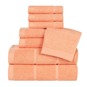 Milo Smart Twist Viscose Cotton Blend Solid Ribbed 8 Piece Towel Set