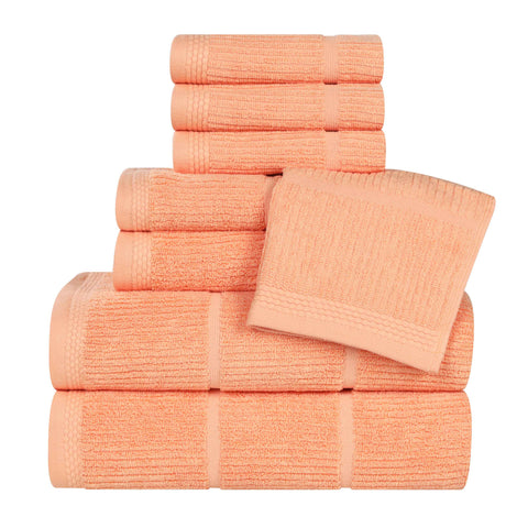 Milo Smart Twist Viscose Cotton Blend Solid Ribbed 8 Piece Towel Set