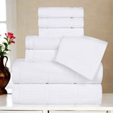 Milo Smart Twist Viscose Cotton Blend Solid Ribbed 8 Piece Towel Set