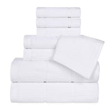 Milo Smart Twist Viscose Cotton Blend Solid Ribbed 8 Piece Towel Set