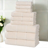 Milo Smart Twist Viscose Cotton Blend Solid Ribbed 9 Piece Towel Set