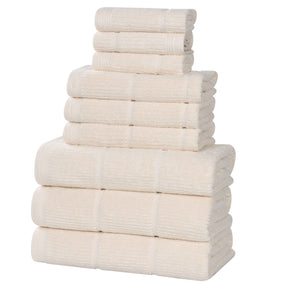 Milo Smart Twist Viscose Cotton Blend Solid Ribbed 9 Piece Towel Set