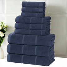 Milo Smart Twist Viscose Cotton Blend Solid Ribbed 9 Piece Towel Set