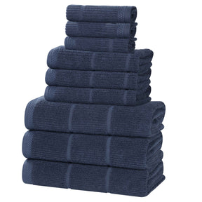 Milo Smart Twist Viscose Cotton Blend Solid Ribbed 9 Piece Towel Set