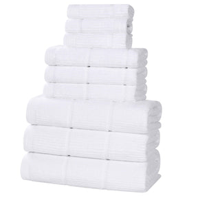 Milo Smart Twist Viscose Cotton Blend Solid Ribbed 9 Piece Towel Set