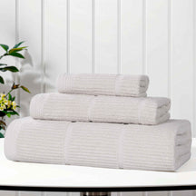 Milo Smart Twist Viscose Cotton Blend Solid Ribbed 3 Piece Towel Set