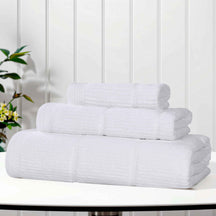 Milo Smart Twist Viscose Cotton Blend Solid Ribbed 3 Piece Towel Set