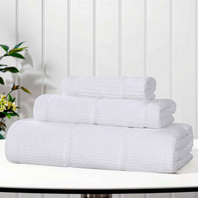 Milo Smart Twist Viscose Cotton Blend Solid Ribbed 3 Piece Towel Set