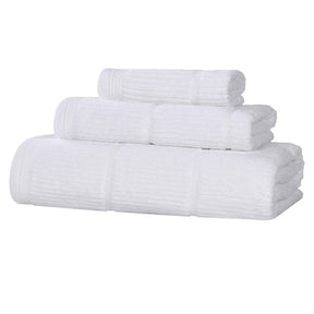 Milo Smart Twist Viscose Cotton Blend Solid Ribbed 3 Piece Towel Set