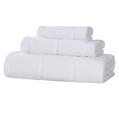 Milo Smart Twist Viscose Cotton Blend Solid Ribbed 3 Piece Towel Set