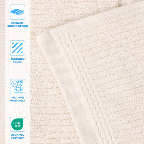 Milo Smart Twist Viscose Cotton Blend Ribbed Bath Sheets, Set of 2