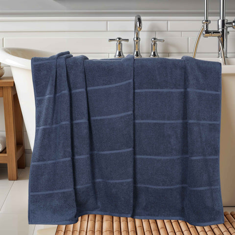 Milo Smart Twist Viscose Cotton Blend Ribbed Bath Sheets, Set of 2