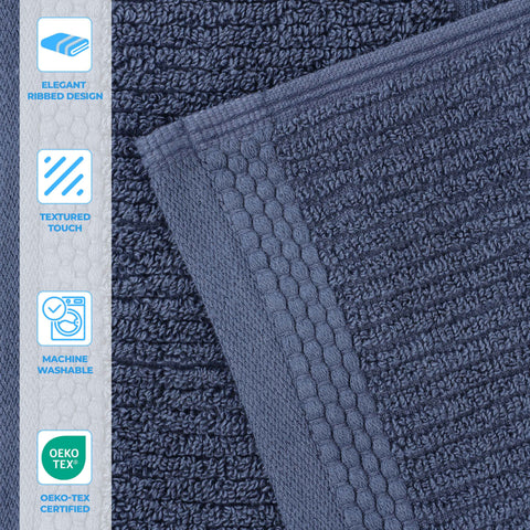 Milo Smart Twist Viscose Cotton Blend Ribbed Bath Sheets, Set of 2