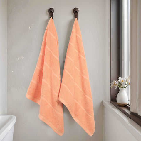 Milo Smart Twist Viscose Cotton Blend Ribbed Bath Sheets, Set of 2