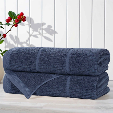 Viscose Cotton Blend Ribbed Bath Towel Set of 2