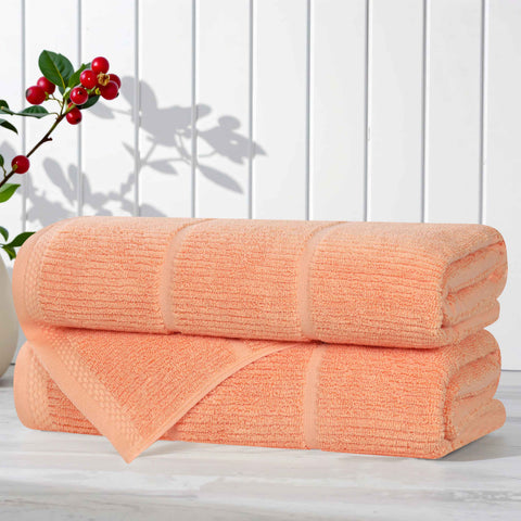 Viscose Cotton Blend Ribbed Bath Towel Set of 2