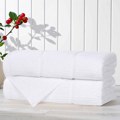 Viscose Cotton Blend Ribbed Bath Towel Set of 2