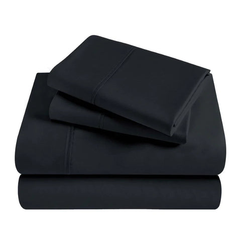 Black Egyptian cotton bed sheets set, luxury bedding for cozy sleep