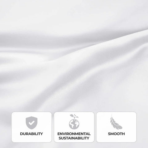 Luxury white Egyptian cotton bedding fabric with durability, eco-friendly, and smooth texture features