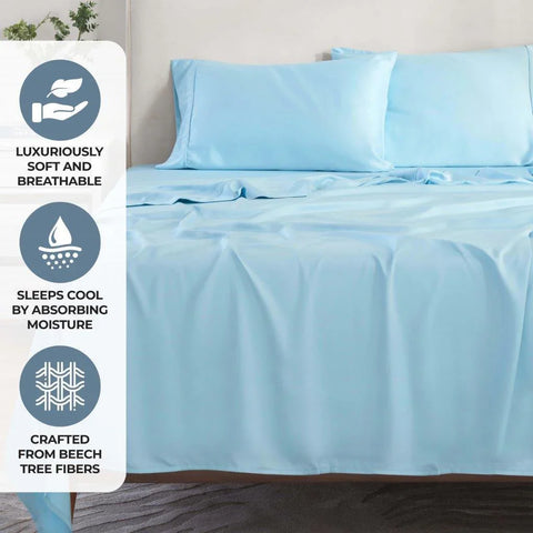 300 Thread Count Modal Sheets Set – Made from Beechwood, Solid Deep Pocket