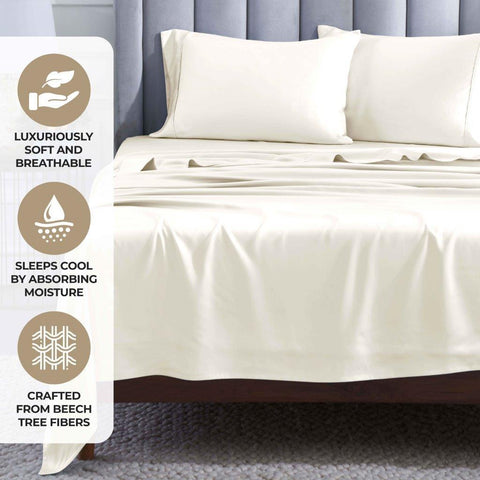 400 Thread Count Modal Fitted Sheet With Set- From Beechwood, Cooling, Solid