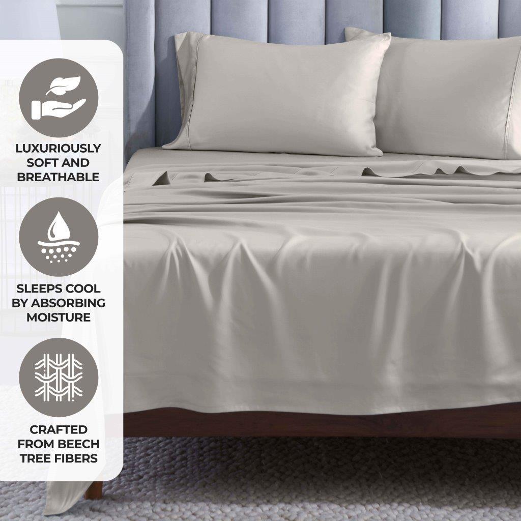 Modal From Beechwood 400 Thread Count Cooling Solid Bed Sheet Set
