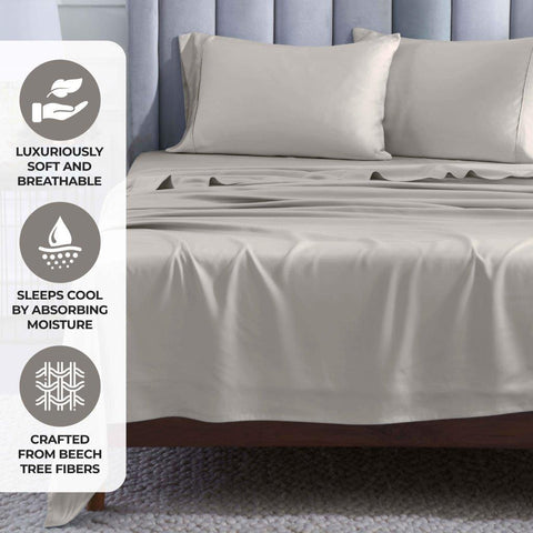 400 Thread Count Modal Fitted Sheet With Set- From Beechwood, Cooling, Solid
