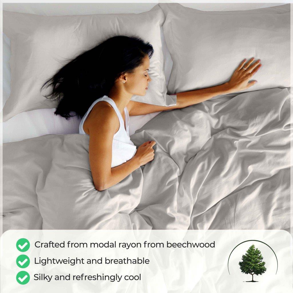 Modal From Beechwood 400 Thread Count Cooling Solid Duvet Cover Set