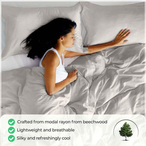Modal From Beechwood 400 Thread Count Cooling Solid Duvet Cover Set