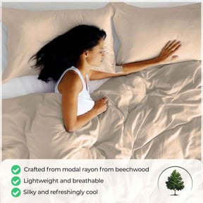 Modal From Beechwood 400 Thread Count Cooling Solid Duvet Cover Set