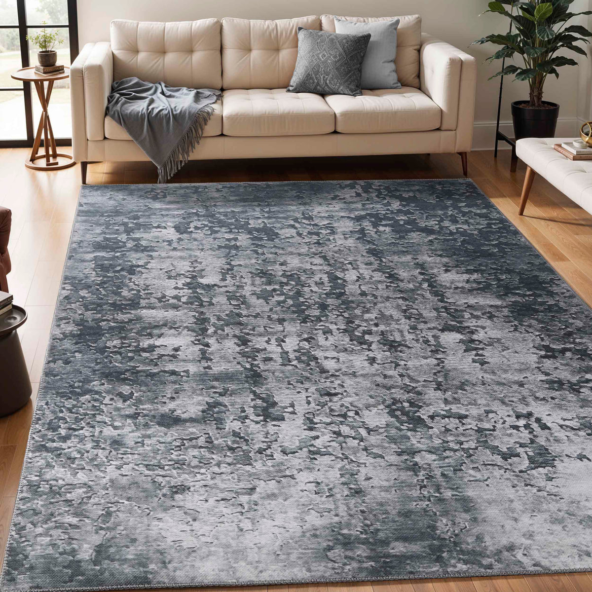 Modern Abstract Power-Loomed Indoor Area Rug Cool Gray