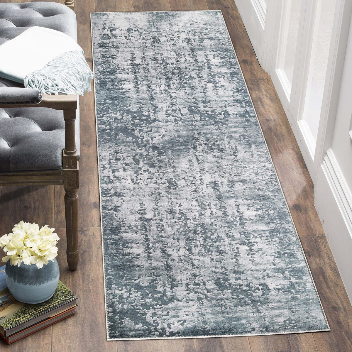 Modern Abstract Power-Loomed Indoor Area Rug Cool Gray