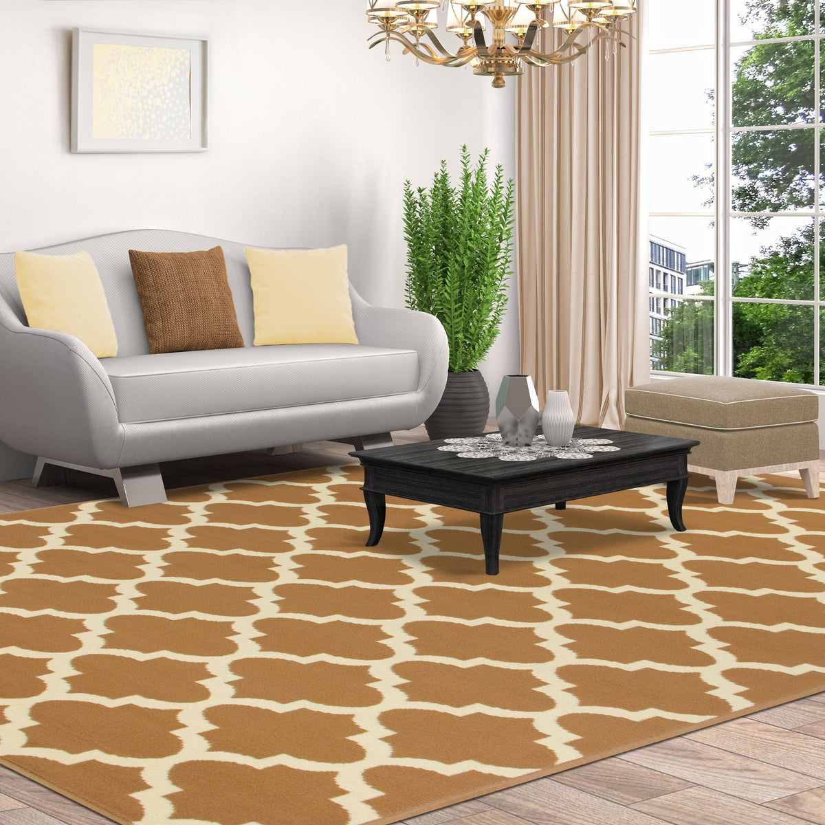 Modern Quatrefoil Geometric Lattice Indoor Area Rug