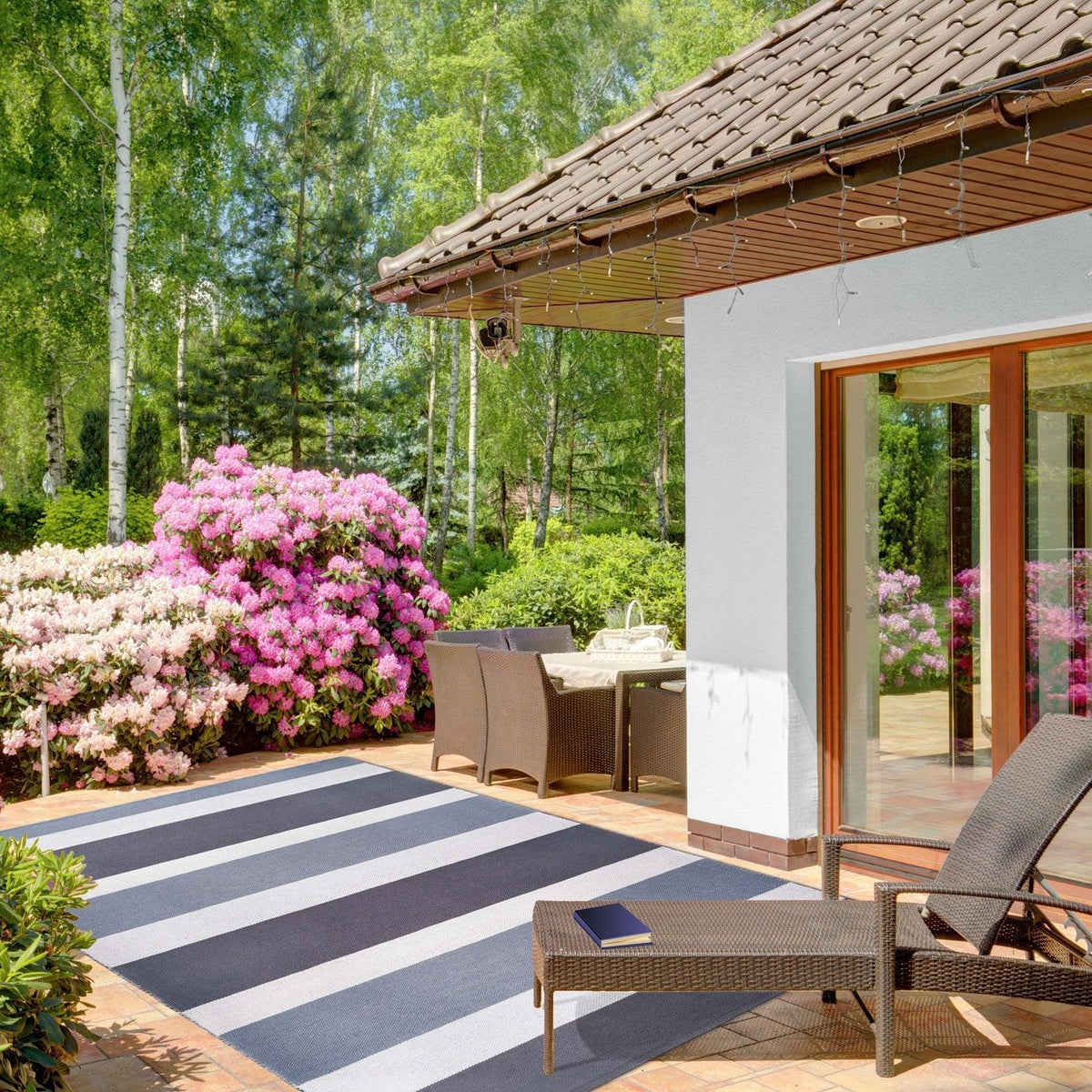 Modern Stripes Area Rug Indoor Outdoor Durable Pattern Rug