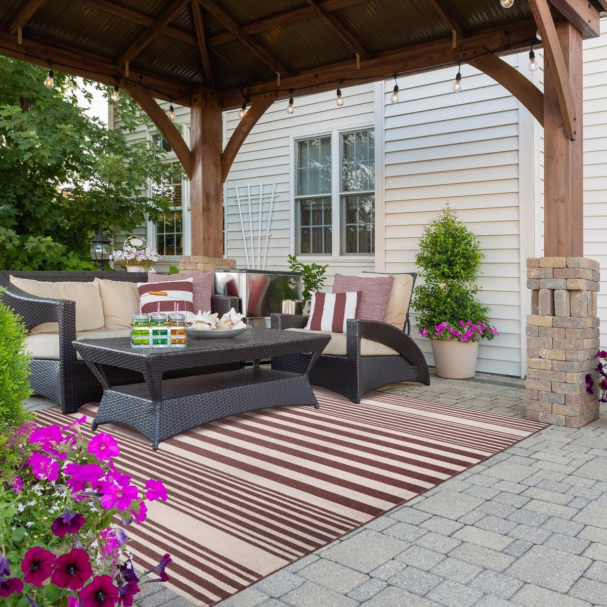 Modern Stripes Large Indoor Outdoor Pattern Area Rug